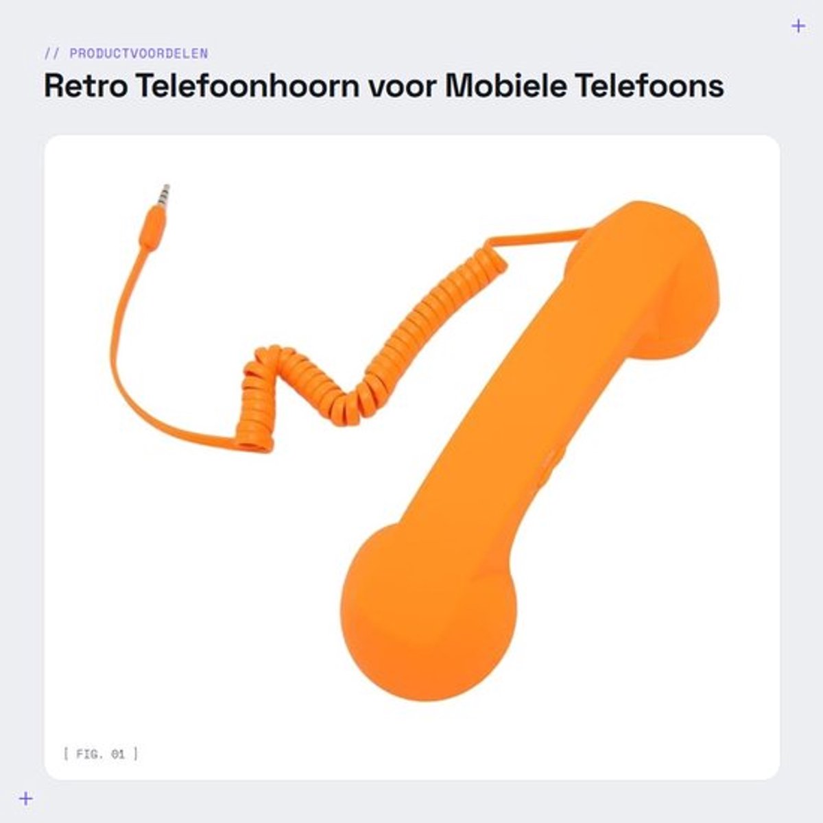 Telefoonhoorn Retro - Handset met 3,5 mm-plug - Verstelbaar volume - Antwoordknop - Flexibel gebruik - Stralingsbestendig