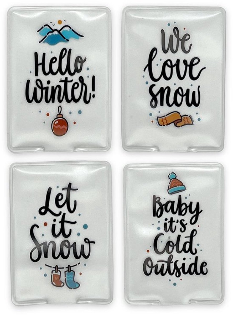 Handwarmers herbruikbaar - Set van 4 - Zakwarmers - Vingerwarmers - Tot 55 °C - Huidvriendelijke kunststof hoes