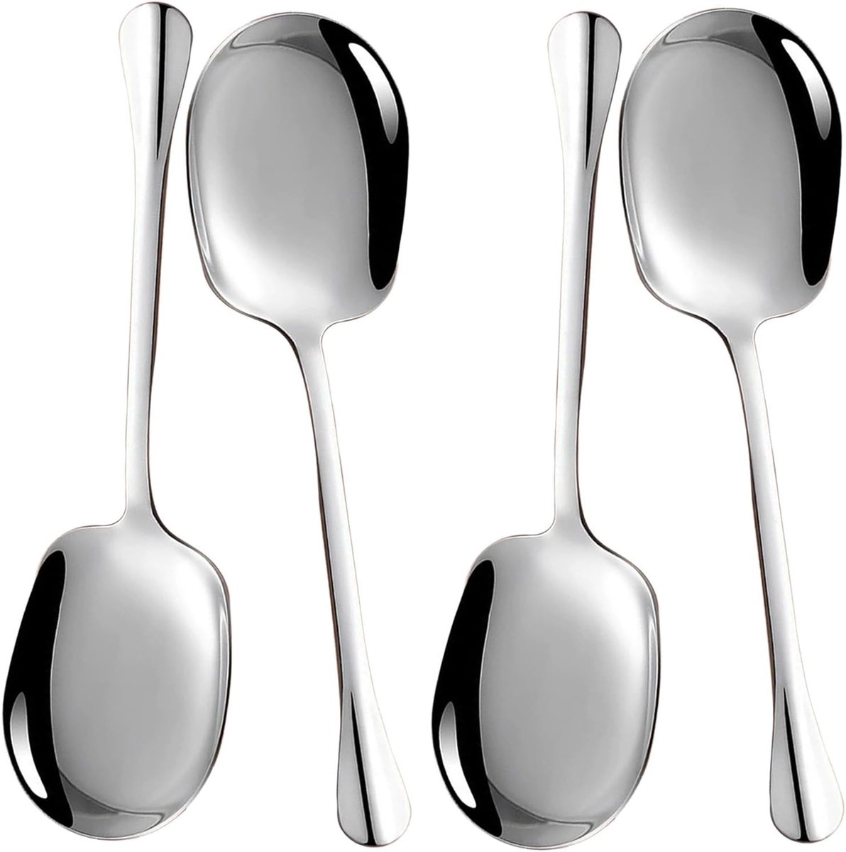 SnelShoppen - 4-delige serveerscheppen set, grote roestvrijstalen lepel, ideaal voor restaurants, familiefeesten en feestjes