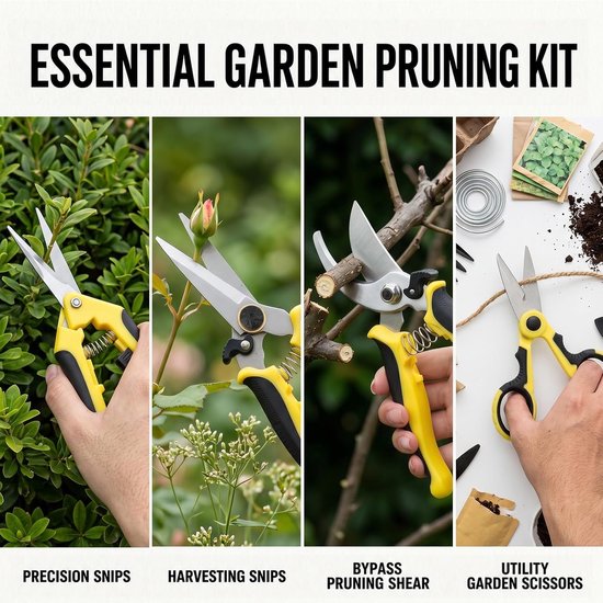 SnelShoppen - Set van 4 Tuingereedschappen - Heavy Duty Snoeischaar, Takkenschaar, Plantenschaar & Rozenschaar van Roestvrij Staal voor Tuin, Bonsai e van Snelshoppen — afbeelding 3