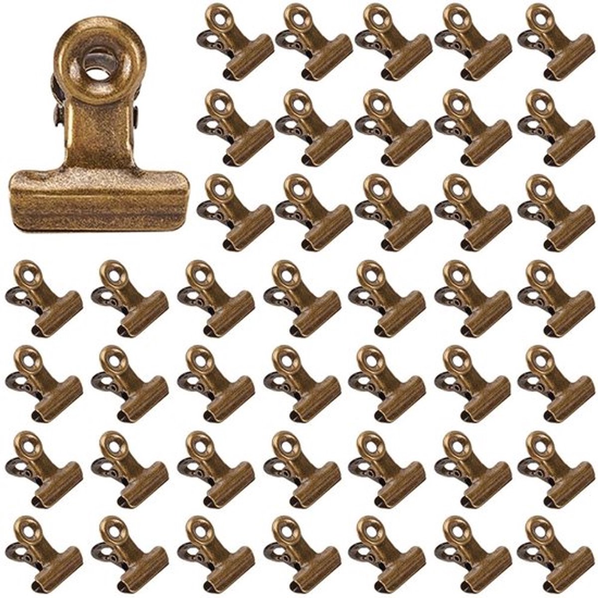 60 Stuks Bronzen Bulldog Clips - Vintage Metalen Bindmiddel voor Kantoor en Creatieve Projecten