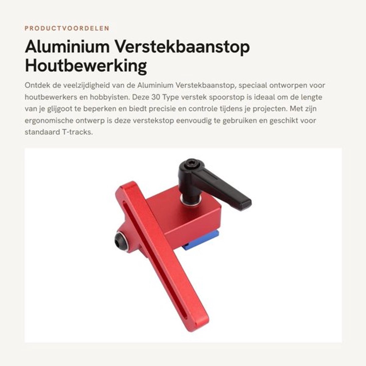 Verstekbaanstop 30mm - Aluminiumlegering - Houtbewerking Gereedschap - Schuifbeugel - Precisie Stop - Ergonomisch Ontwerp - Verstekstop