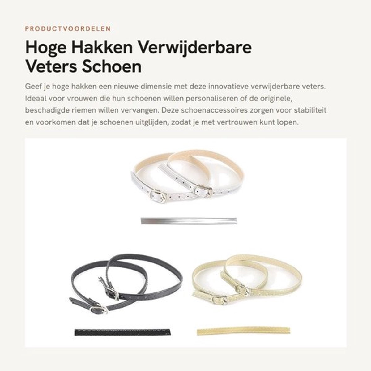 Schoenriem 3 Paar - Hoge Hakken Accessoires - Verwijderbare Veters - PU Leer - Stabilisatie - Comfortabel Lopen - Schoenveter