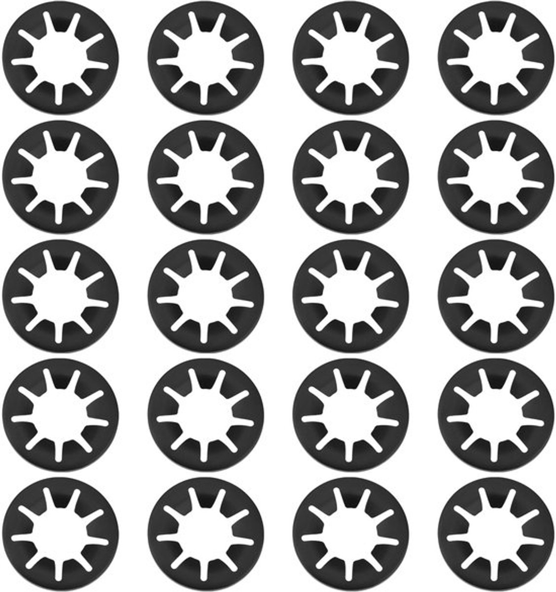 Tandringen 20 mm - 20 Stuks - Klemring - Sterborgringen - Bevestigingsring - Schokbestendig - Afmeting 19x38,2 mm - Asklemring