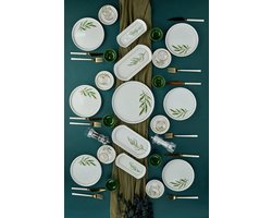 Asir - Ontbijtset (23 stuks) - Wit, Groen, Lichtgroen - 33 x 31 x 29
