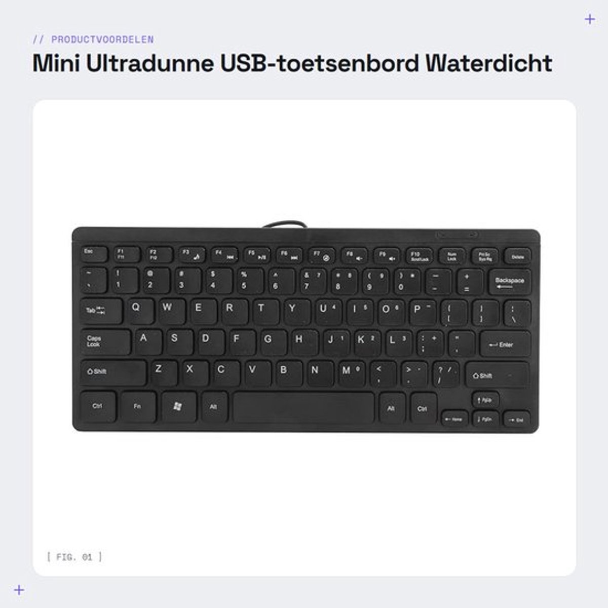 Mini Ultradunne USB-toetsenbord - Waterdicht en Draagbaar - Ideaal voor Laptopgebruik - Compact en Handig - Multimediatoetsenbord - Perfe...