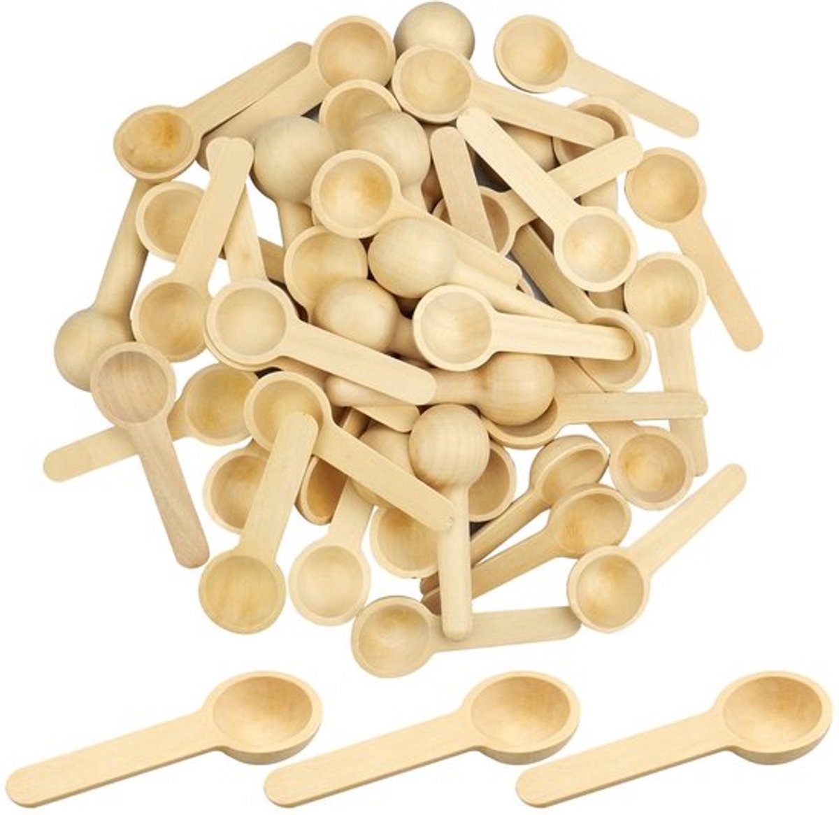 Houten Lepels 13 cm - Houten Lepelset voor Keuken - Set van 50 Stuks - Natuurlijk Hout - Ergonomisch Ontwerp - Duurzaam en Comfortabel - Keukenlepels
