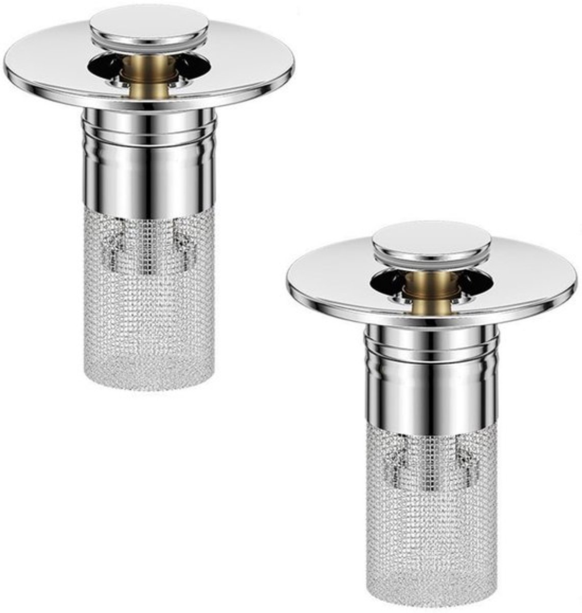 Spoelbakpluggen 2-delig - Roestvrij Staal - Haarvanger - Wastafel Afvoer Stopper - Pop-Up Zeef - 28-32mm Afvoer Gaten - Afvoerstopper