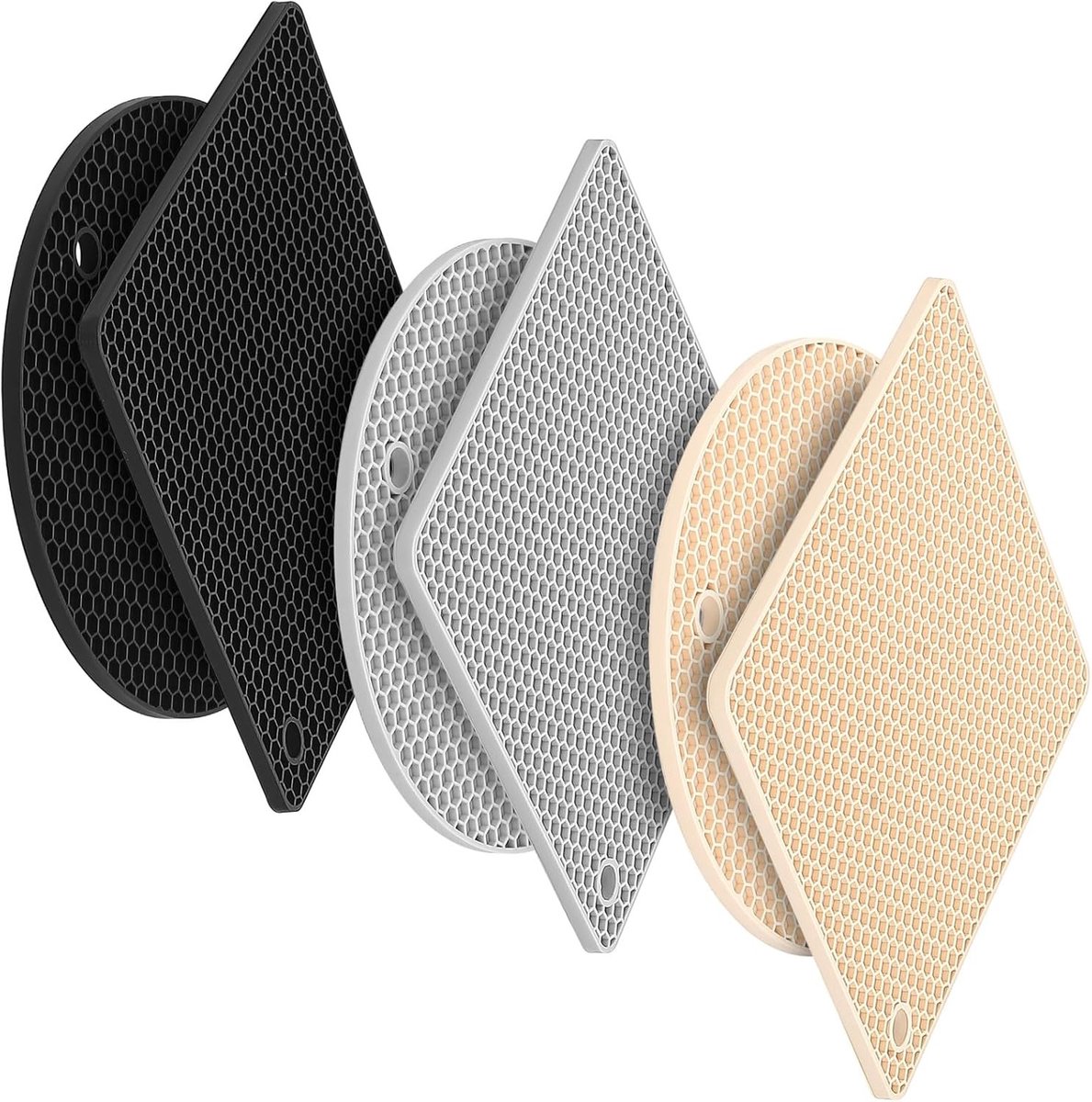 Set van 6 Onderzetters van Hittebestendig Silicoon, Antislip en Vaatwasserbestendig, Ideaa