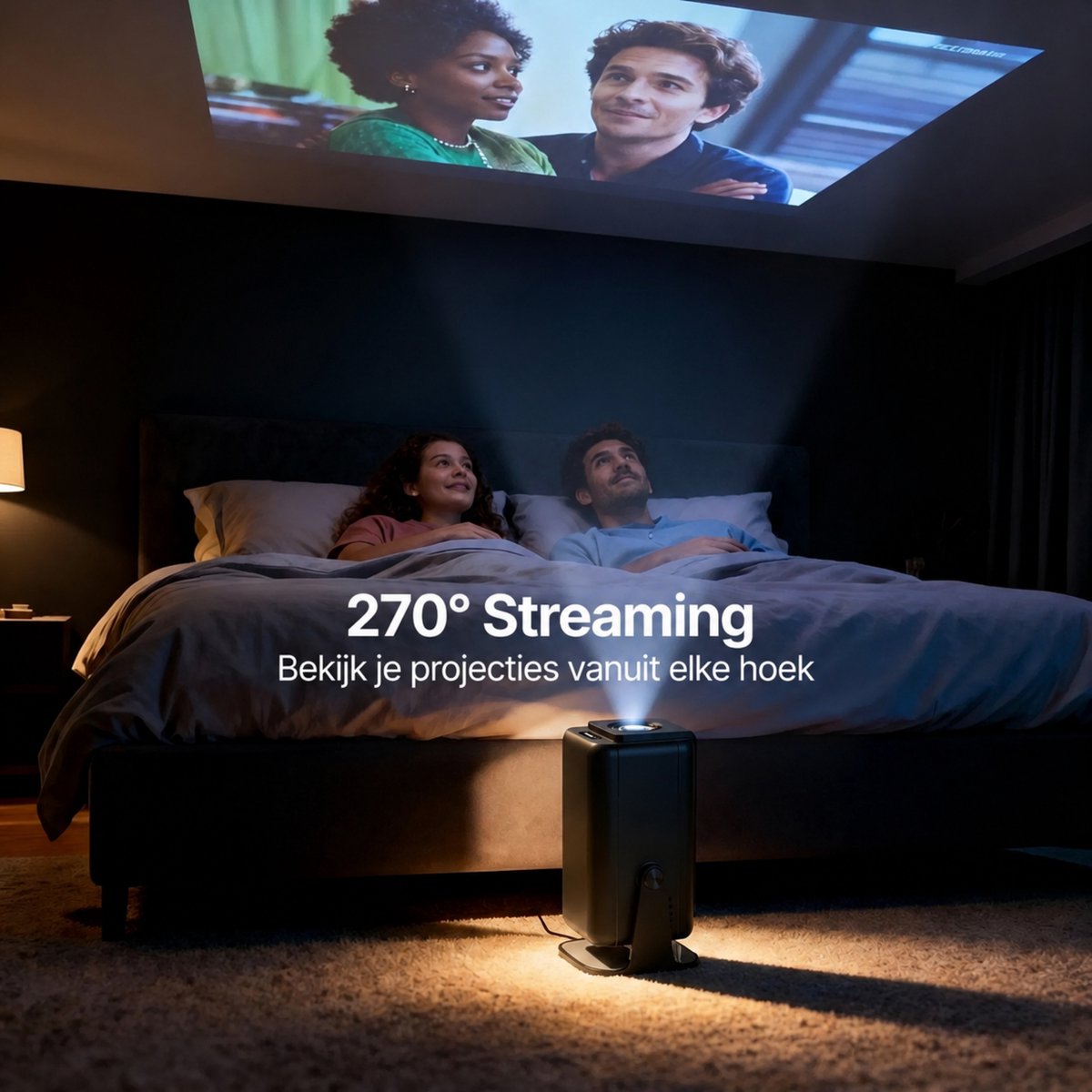 Zoomly® Pro MAX+ Mini Beamer – 700 ANSI Lumen – Thuisbioscoop Beamer met Android 14, WiFi 6 & Bluetooth 5.4 – Full HD 1080p – Ondersteunt 4K – Gratis Smart Remote thumbnail 3