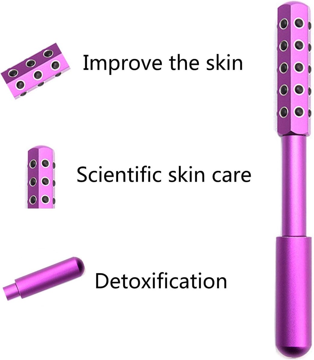 Uplifting Massage Roller met Germanium Steen voor Huidverstrakking, Ontgifting en Anti-Aging Behandeling (Paars)