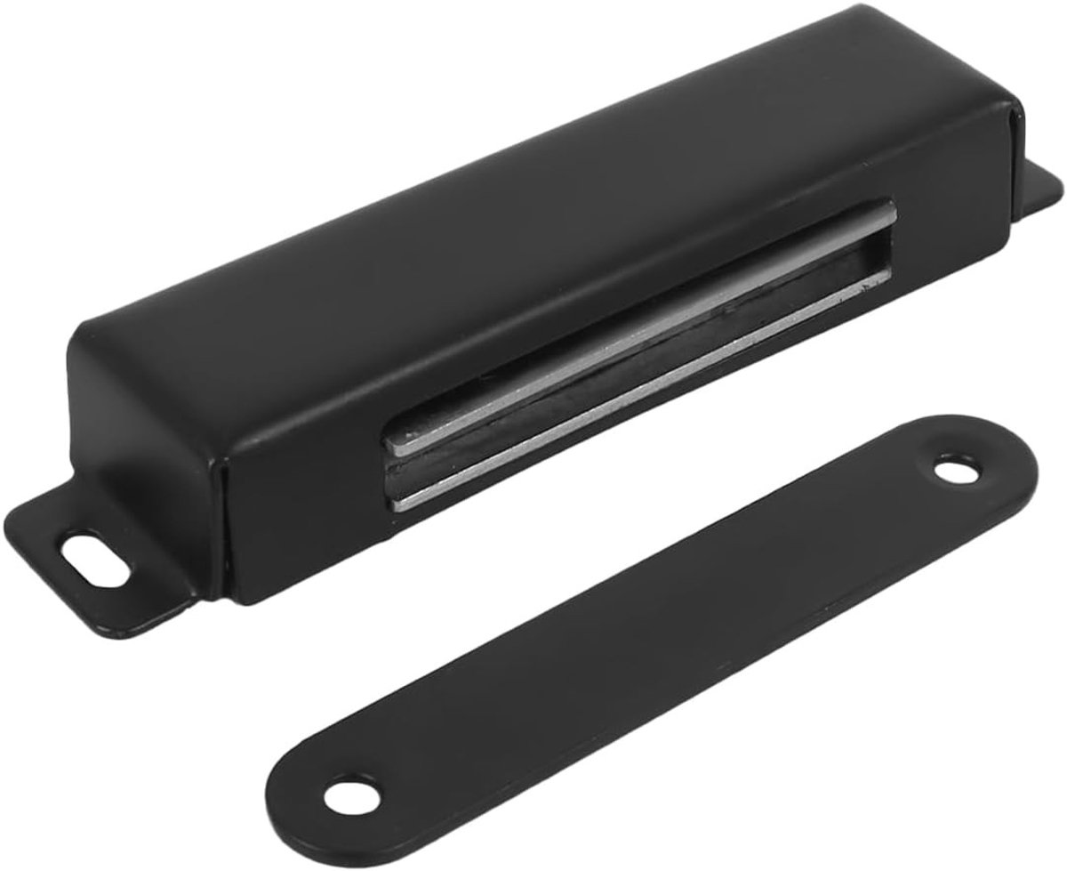 Sterke roestvrijstalen magnetische deursloten voor keukenkasten en garderobes - 2 stuks (zwart, 79x20 mm) met duurzame bevestiging en eenvoudig te installeren