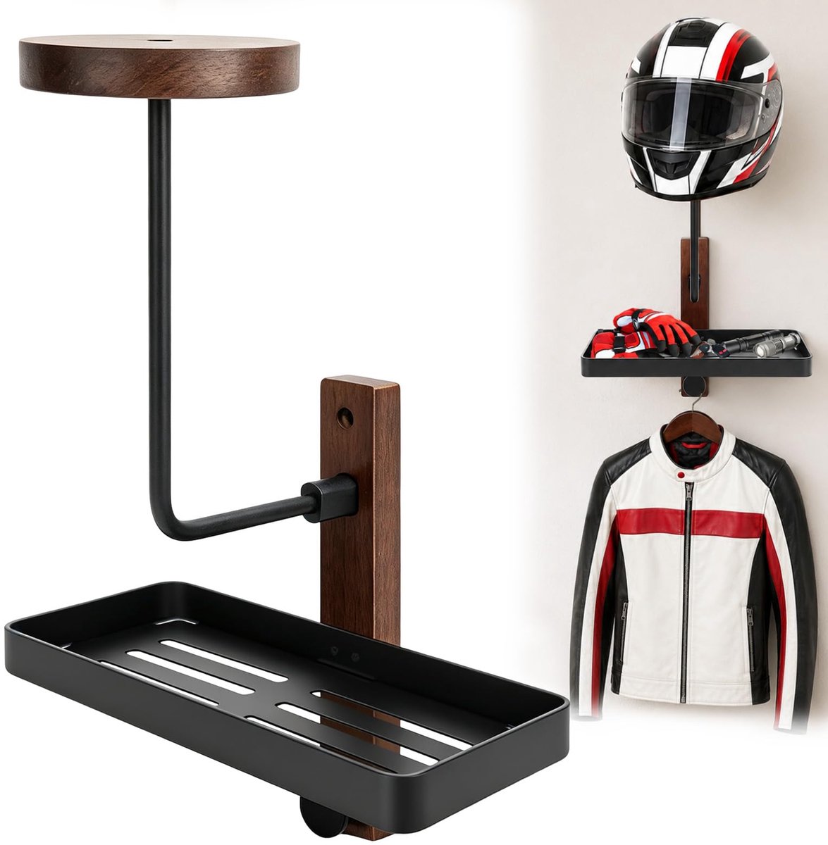 SnelShoppen - YICH Helmhouder Muur Motorhelm Houder - Stevige Muurbevestiging - Ideaal voor Motorhelmen, Fietsholmen en Veiligheidshelmen - Zwart - Ru