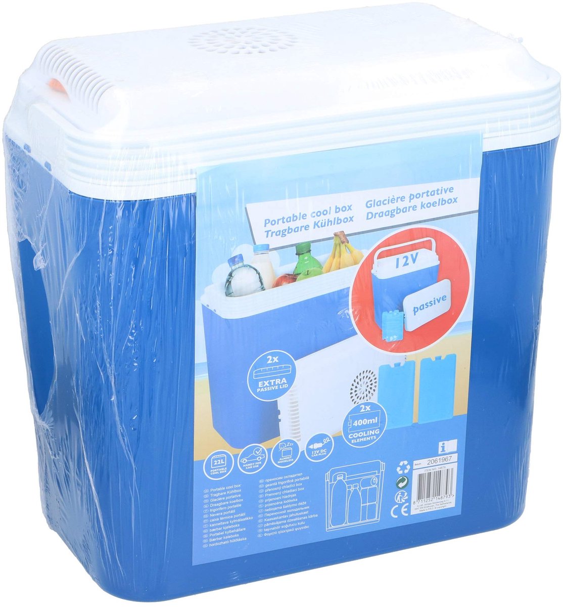SnelShoppen - Koelbox 22 Liter 12V Blauw - Ideaal voor Camping, Feest, Tuin en Kinderen - Compact en Handig