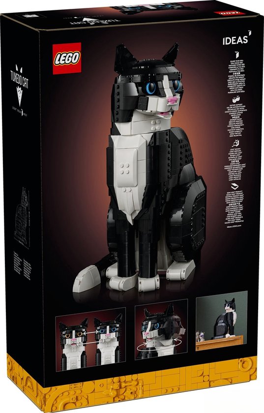 LEGO Ideas "Tuxedo Cat" doos met een zwart-witte LEGO kat model.