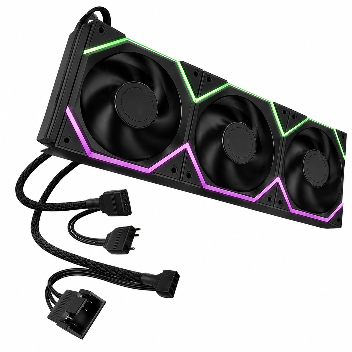 AsiaHorse Nyota Pro - 120mm ARGB PC Ventilator - Daisy Chain - PWM - Dual Zone RGB - 3x - Forward - Zwart