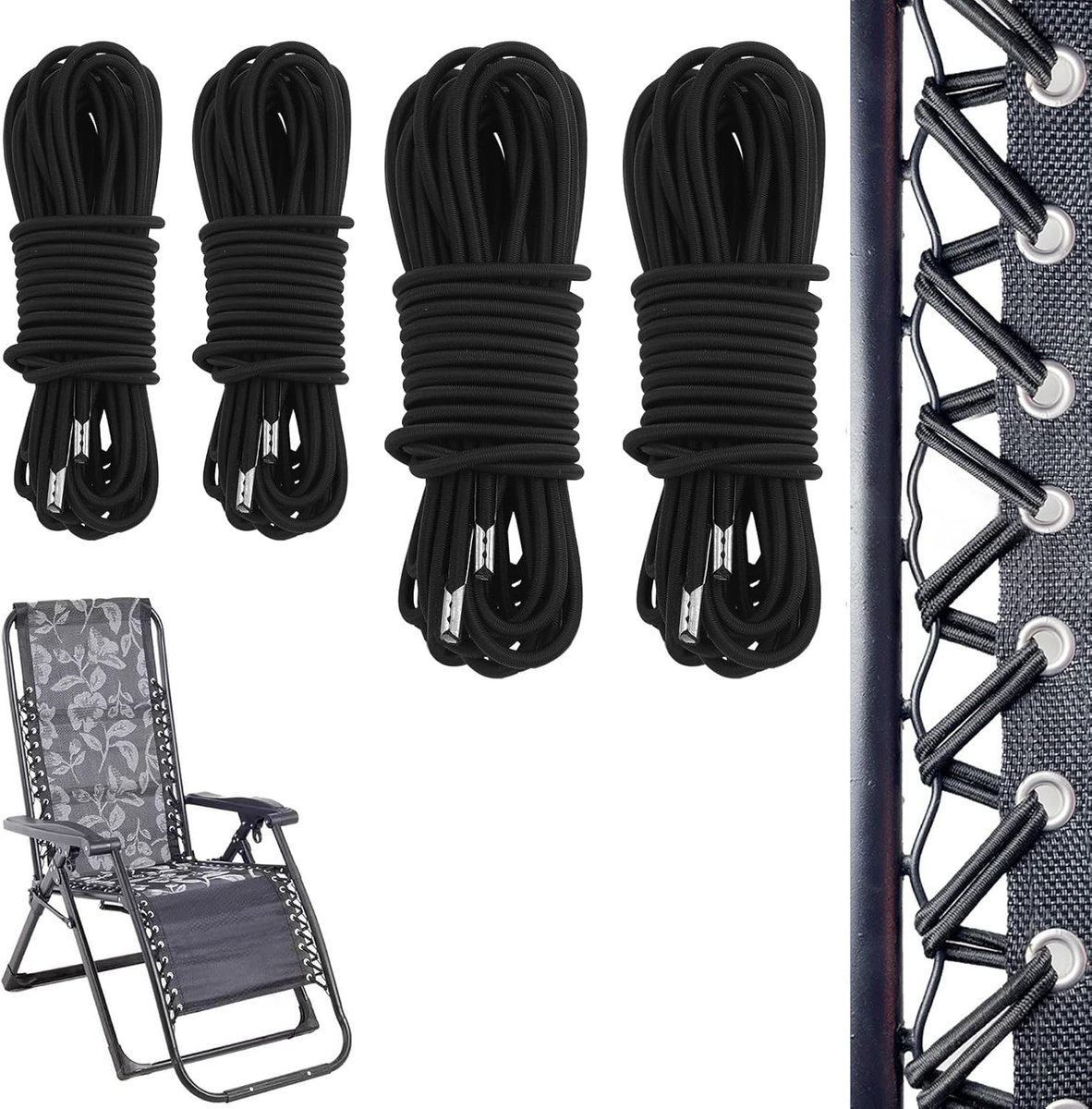 Elastische vervangingsveters voor stoelen - 4 stuks universele, kantelbare stoelen