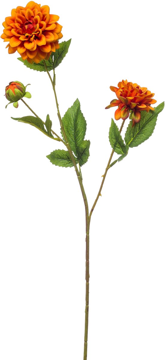 Emerald Kunstbloem Dahlia mini 68cm oranje - Kunstplant voor binnen