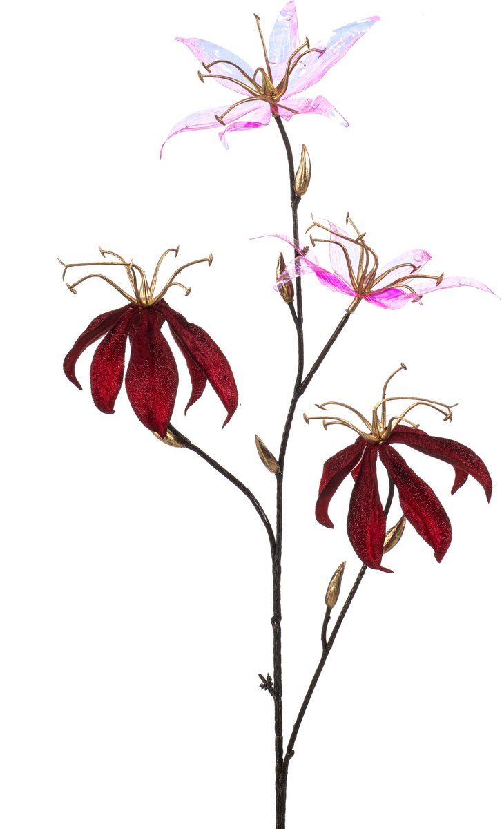 Emerald Kunstbloem Gloriosa glamour 78cm rood - Kunstplant voor binnen