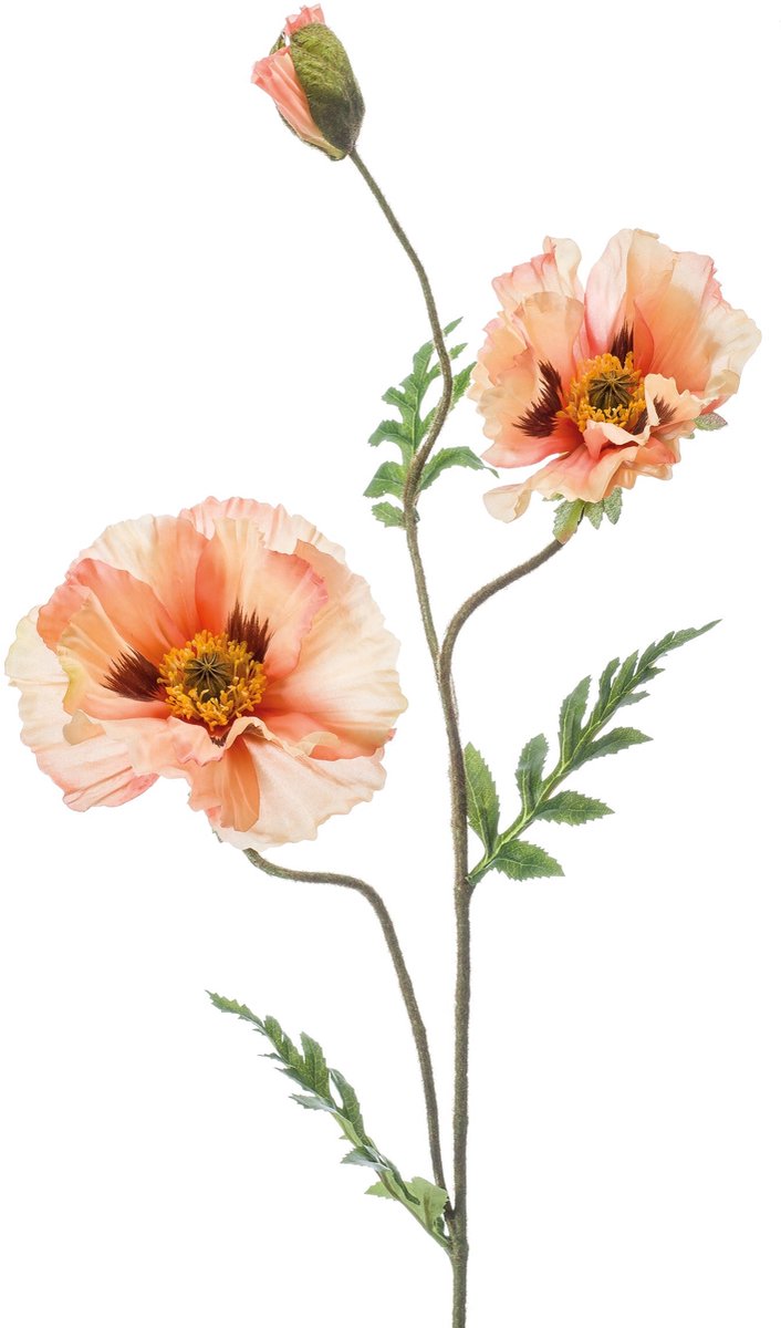 Emerald Kunstbloem Klaproos peach 90cm - Kunstplant voor binnen