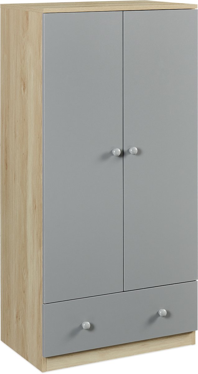 Kinderkast Beldinupp met lade 123x60x40 cm eikenkleurig en grijs [en.casa]