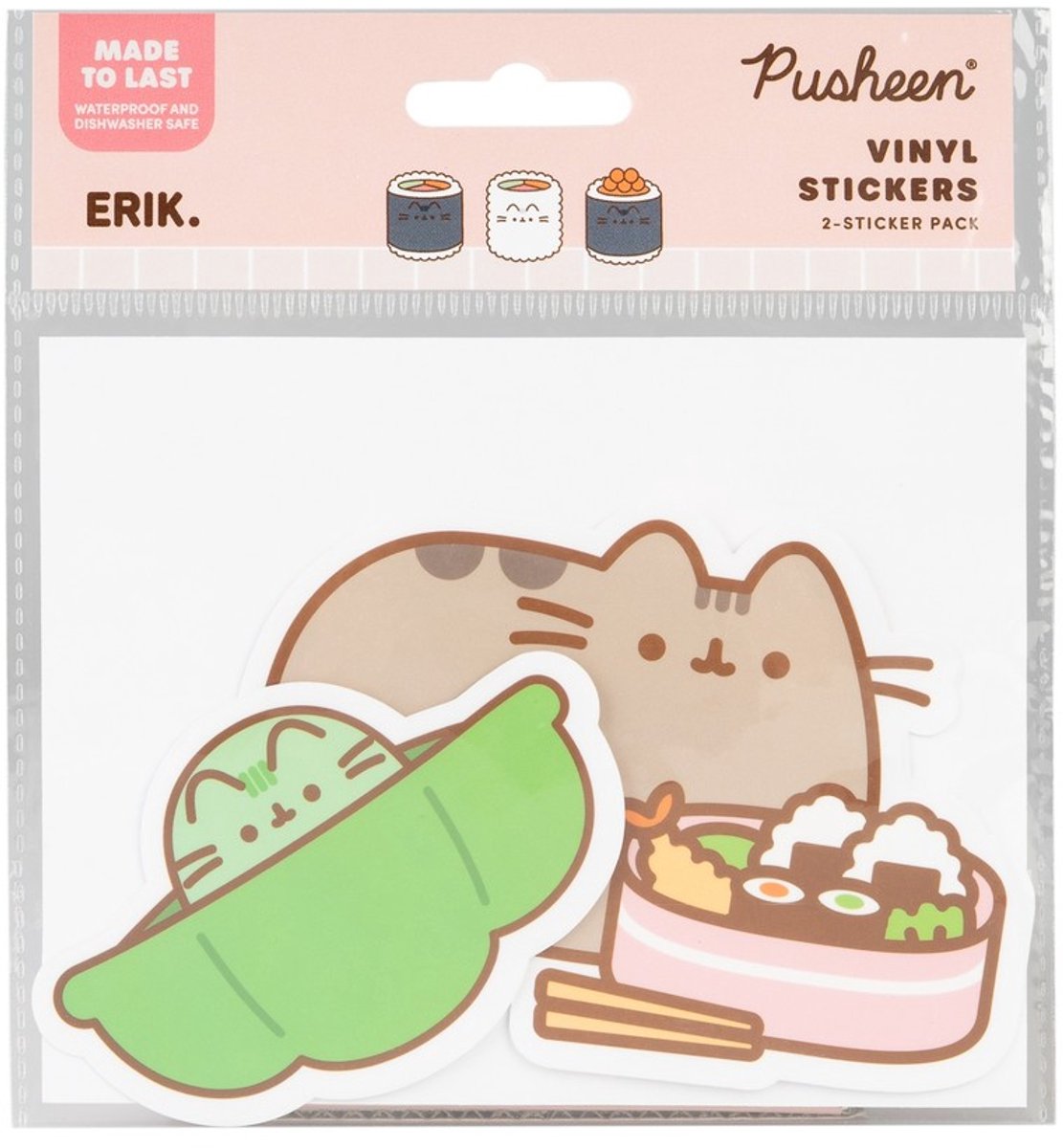 Grupo Erik Pusheen - Pack Of 2 Sushi Roll Vinyl 4 Sticker Set - Multicolours