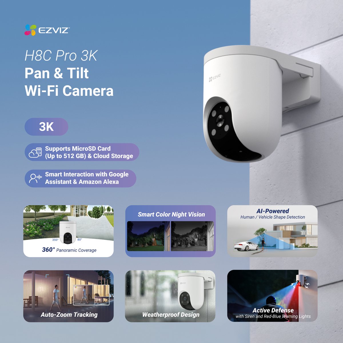 EZVIZ H8c Beveiligingscamera 3K met 360° Pan & Tilt - afbeelding 2