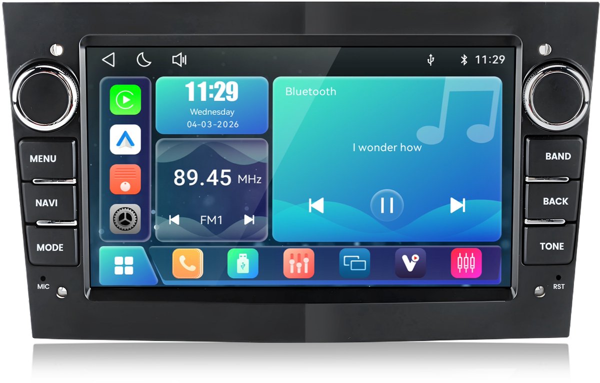 Junsun linux Draadloze CarPlay & Andriod Auto Autoradio Geschikt voor Opel Astra H, Corsa D, Vectra C, Combo, Zafira, Meriva, Vivaro, Tigra 2001-2013 - GPS - 7-inch Touchscreen - Stuurwielbediening - WiFi - RDS - Plug & Play