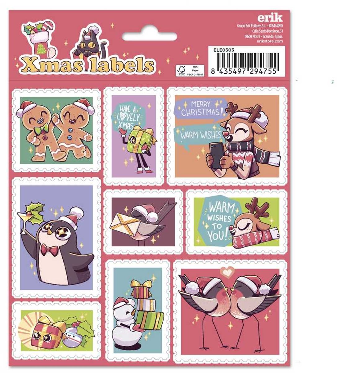 Grupo Erik - Sweet Christmas Christmas SelfAdhesive Labels Zelfklevende etiketten - Multicolours