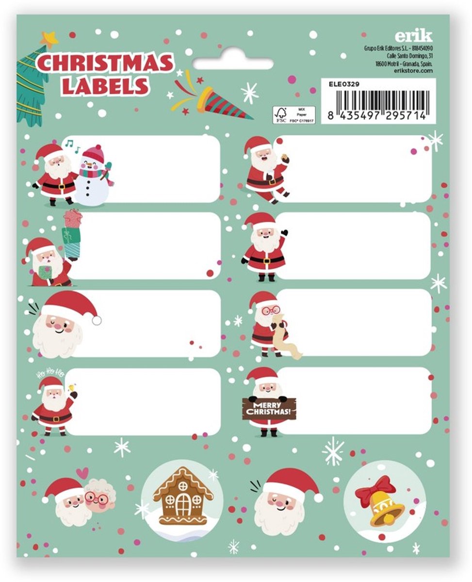Grupo Erik - Christmas Santa Claus 2 Stickers Zelfklevende etiketten - Multicolours