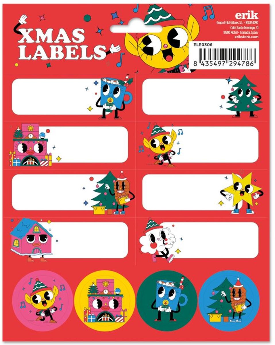 Grupo Erik - Christmas Kawaii Christmas SelfAdhesive Labels Zelfklevende etiketten - Multicolours