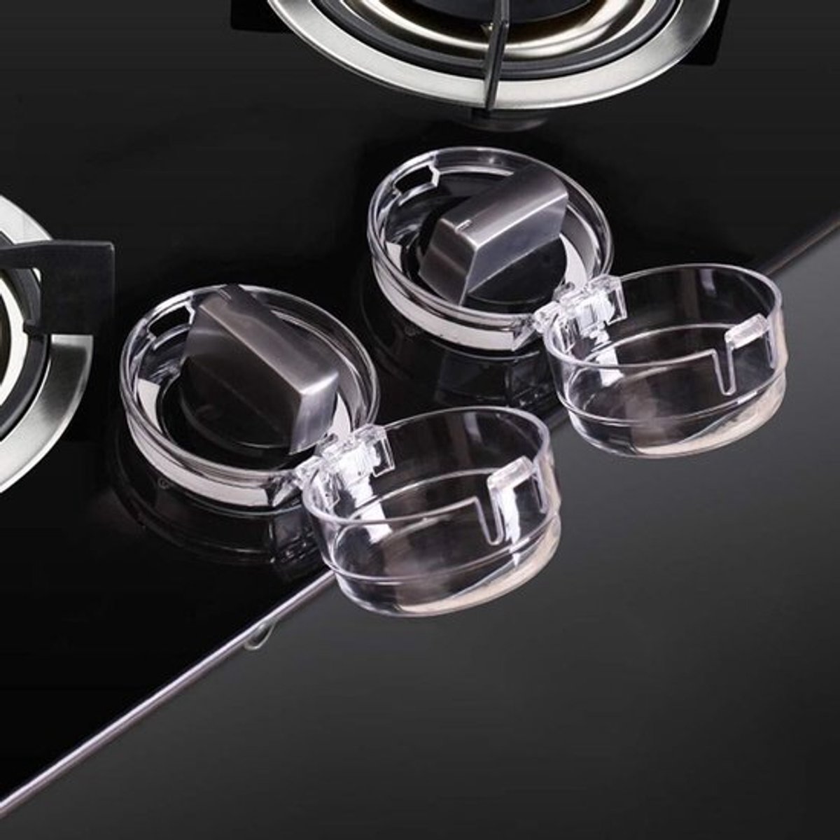 Set van 8 stuks, beschermkap voor de knop van het fornuis, kindveilig universeel ontwerp, dop voor de knop van het fornuis met beschermende vergrendeling om onbedoelde bediening door baby's