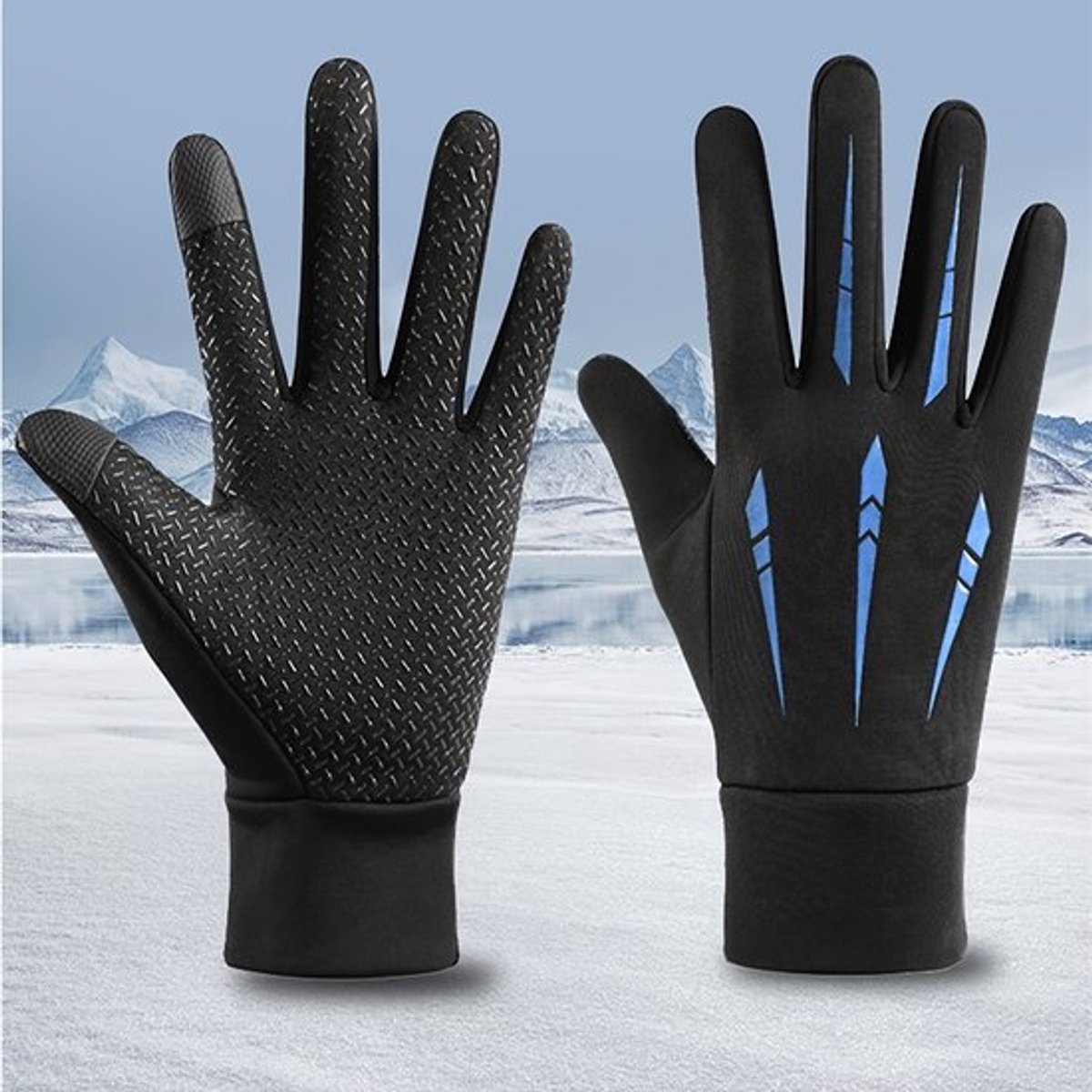 Winterhandschoenen, warme handschoenen, touchscreen, wandelen, skiën, fietsen, snowboarden, antislip handschoenen, één maat lengte 27 cm
