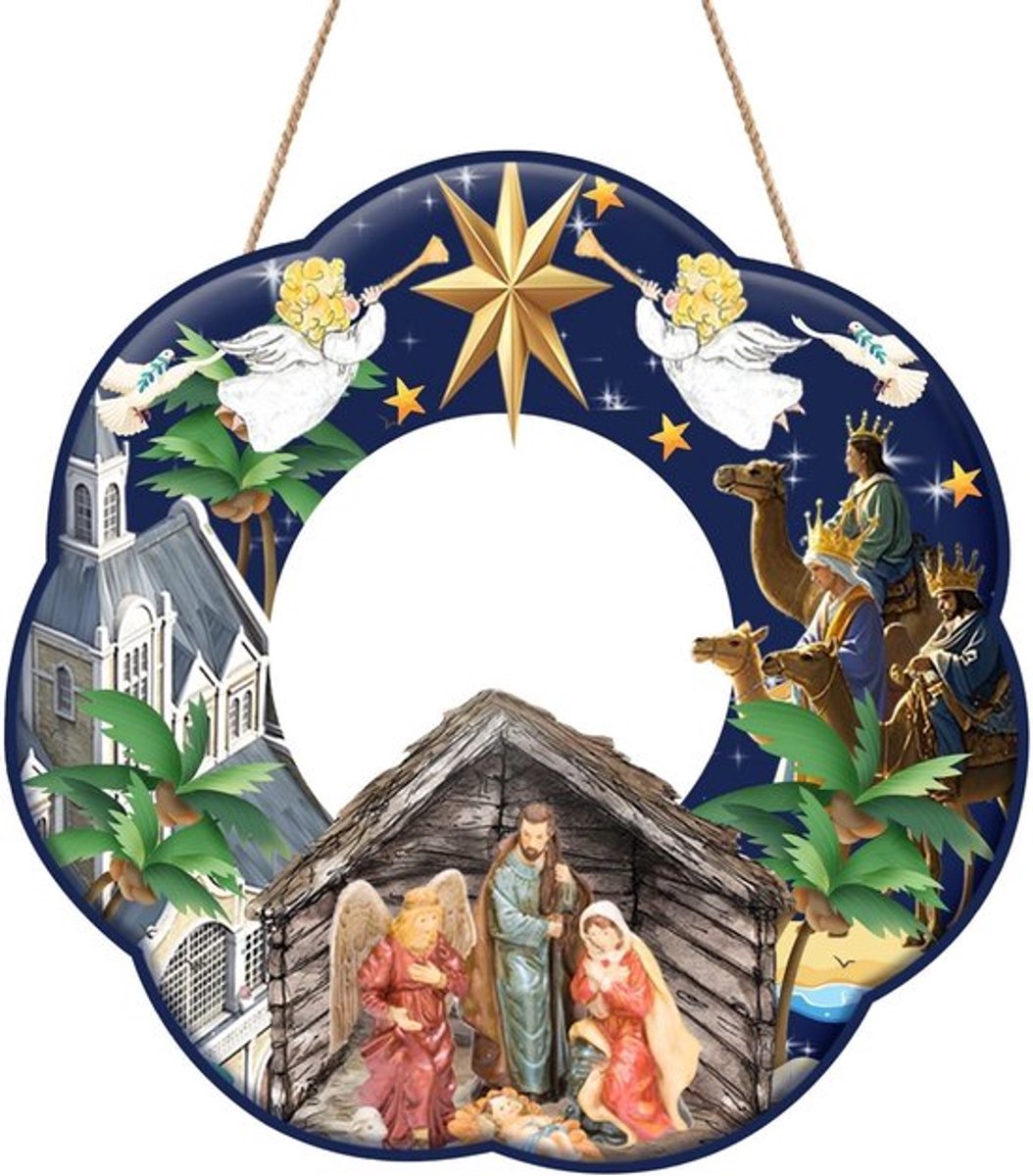 Kerstslinger Hoogwaardig Ontwerp - Houten Kerstkrans - Decoratie Muur/Raam - Feestelijke Versiering - Perfect Cadeau - Artistieke Esthetiek - Kerstdecoratie