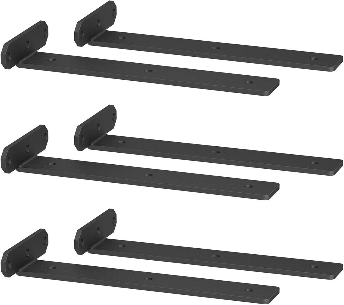 SnelShoppen - Shelf Holder, Onzichtbare Steun met 80 kg Draagvermogen, Zware Metalen Plankdrager, Zwart, 3.8 cm Hoog, Wandmontage, Plankhoek, 30 cm -