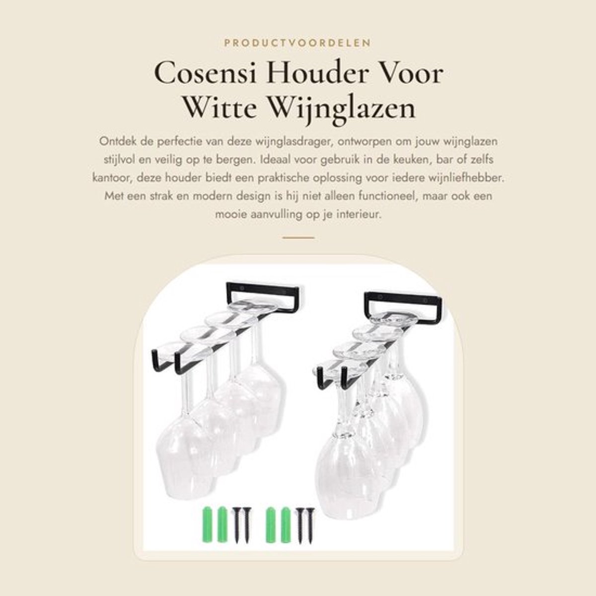 Wijnglashouder - Omgekeerde Wijnglasdrager - Hangende Wijnglasrek - 2 Stuks - Geschikt voor 3-5 Glazen - Hoogwaardige IJzeren Constructie - Glazenrek
