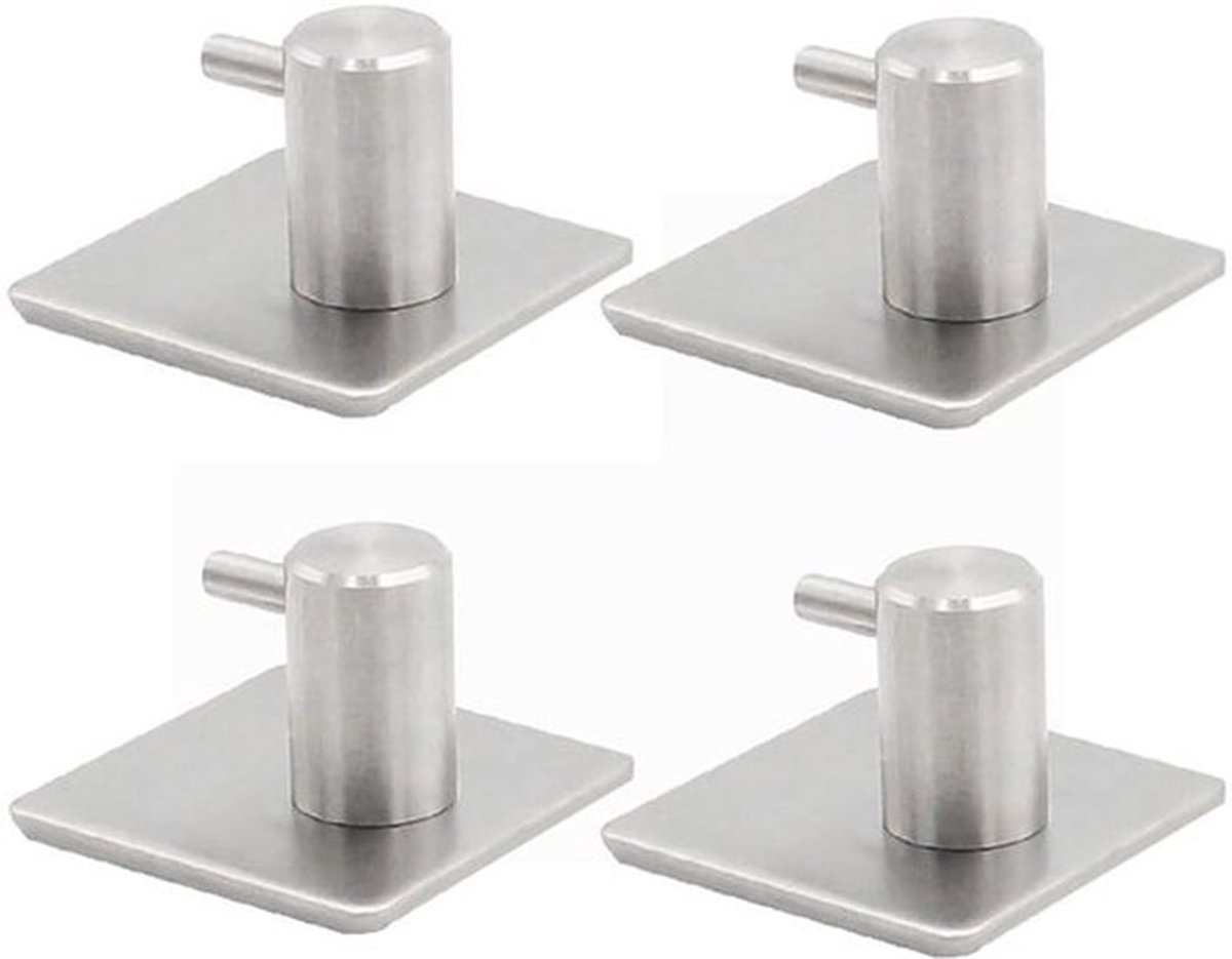 Haakjes Zelfklevend - Roestvrij Staal - Heavy Duty - 4 Stuks - Multifunctioneel - Maximaal 5KG Belastbaar - Wandhaak