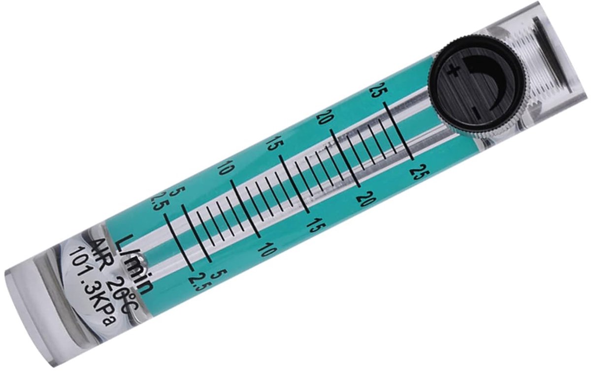 SnelShoppen - Irfora Gas Meter 2.5-25LPM - Acryl Transparant Flow Meter met Ventiel voor Zuurstof/Lucht/Gas - Ideaal voor Meten van Blast Furnace Gas,