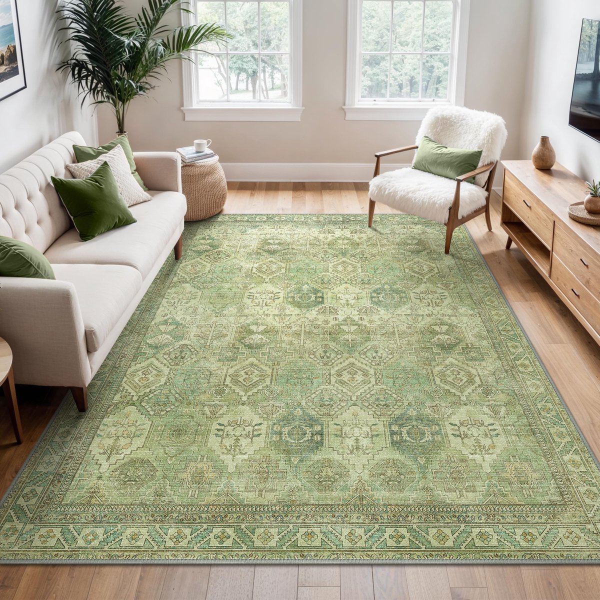 Vloerkleed - Binnen Tapijt - Woonkamer Decoratie - Antislip Onderkant - 200x290cm - Groen