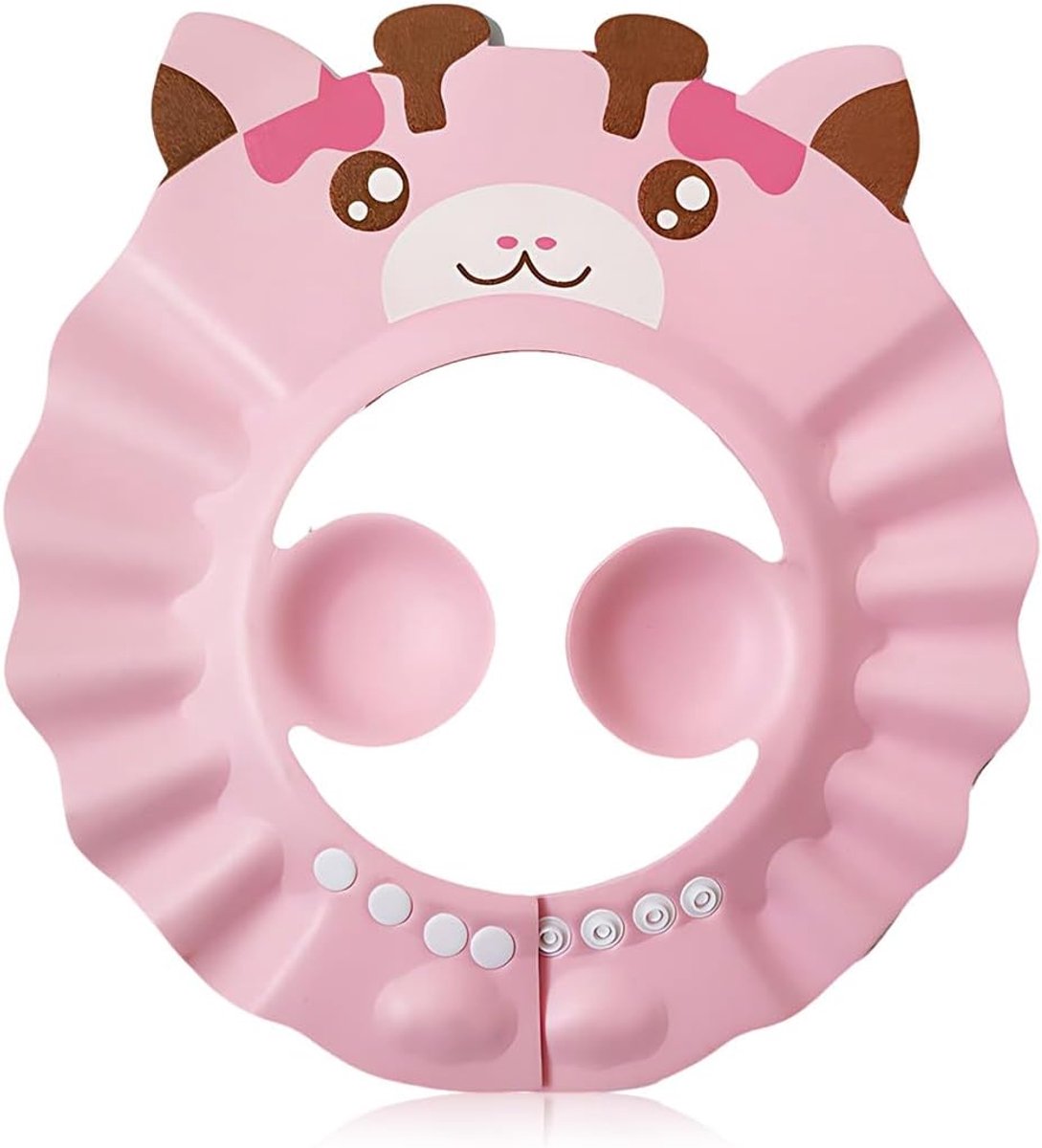 SnelShoppen - Baby Shower Cap - Verstelbare Zonnebescherming Hoed en Zwemkap - Bescherming voor Ogen, Oren en Gezicht - Perfect voor Baby's - Roze