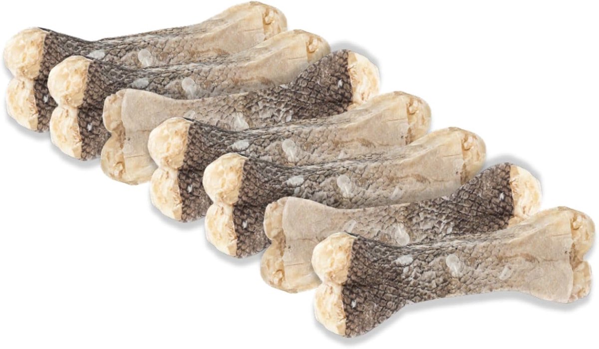 SnelShoppen - 7-delige Hondensnacks Set 12 cm Kauwbotten - Natuurlijke Runderleer Teether Rijk aan Omega 3 en 6 - Zonder conserveermiddelen - Voor Vol