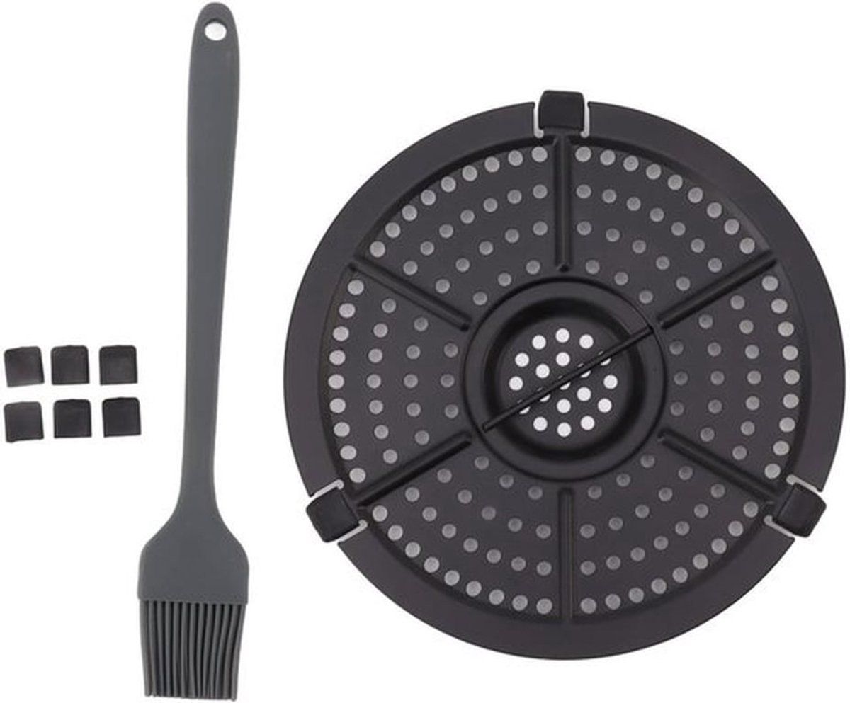 Grillpan Vervanging Roestvrij Staal 16x16cm Vaatwasserbestendig Inclusief Olie Borstel Lichtgewicht 110g Frituurpan