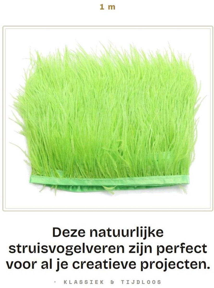 Struisvogelveren 8-10 cm breed - 1 meter lang - Pluizige Veerband - Naaien/Handwerk - Doe-het-zelf Decoratie - Geschikt voor Feesten - Decoratieve Veren