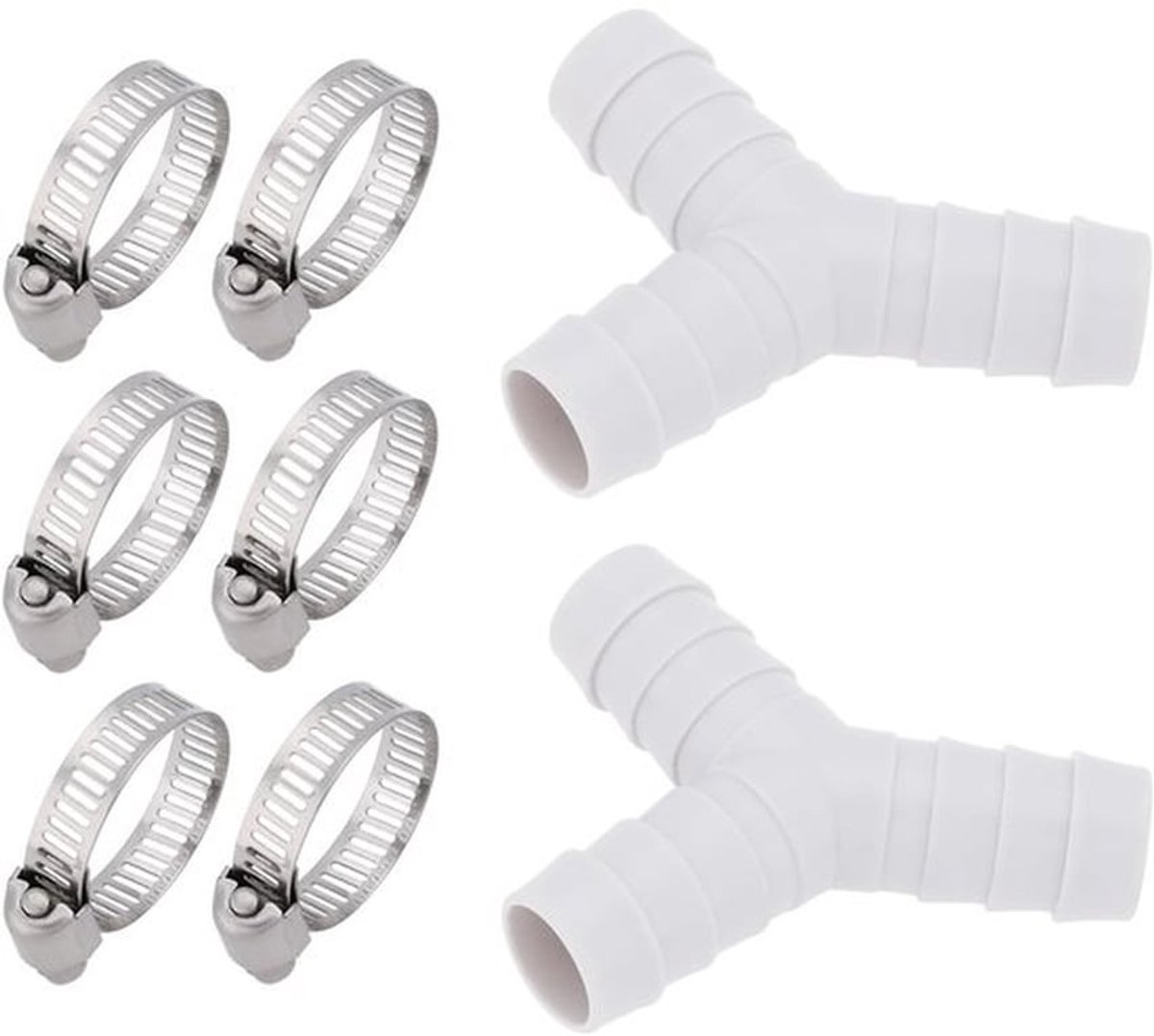 Y-aansluiting Set van 2 - 16 mm Afvoerslang - Stapelbare Slangklem - Drieweg-ontwerp - 20 mm Buitendiameter - Geschikt voor Wasmachines - Slangaansluiting