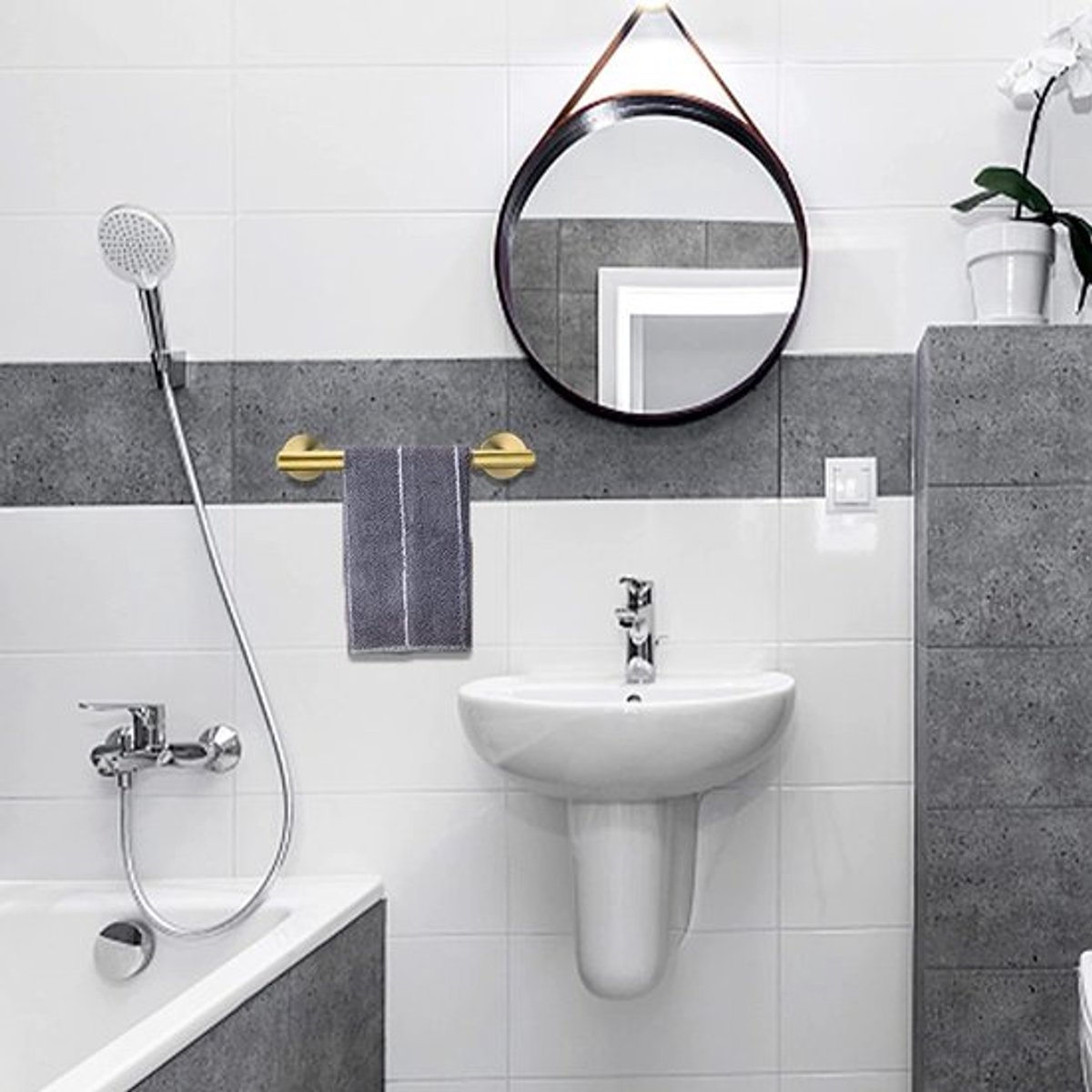 Handdoekrail Geborsteld Goud - Handdoekhouder Badkamer - Wandmontage - Roestvrij Staal - Enkele Laag - 9 Inch