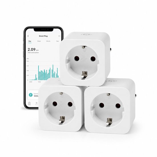 Nedis SmartLife Slimme Stekker – WiFi – 3680W – Geaard – 3 stuks – Wit