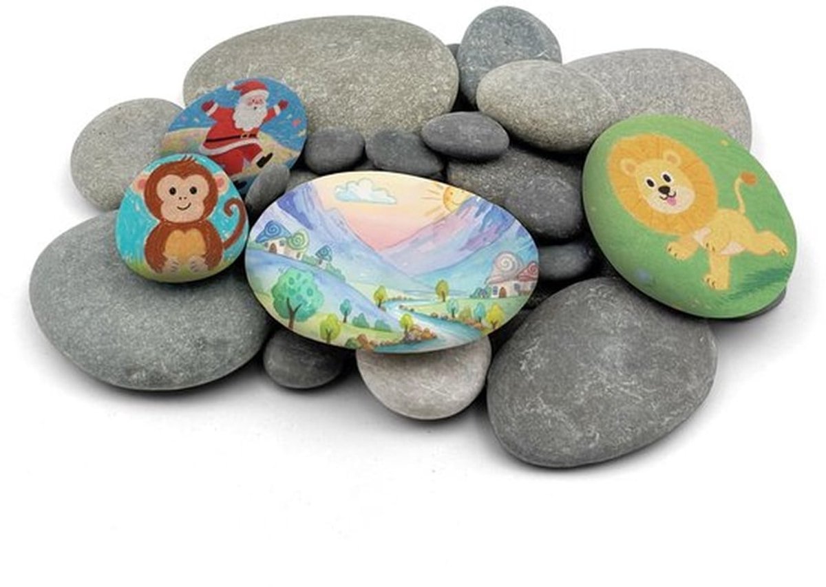 Knutselstenen 37-delig - Platte Stenen - Kiezelstenen om te Beschilderen - Natuurlijk Materiaal - Veilig voor Kinderen - Perfect Schilderoppervlak - Schilderstenen