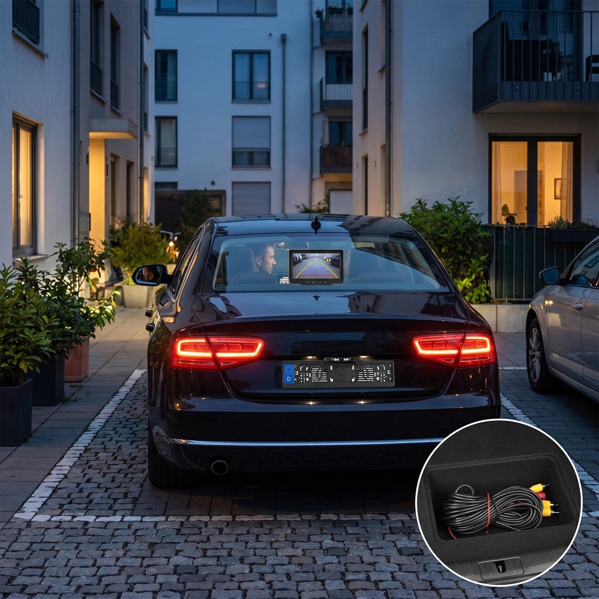 SnelShoppen - Yosoo Kentekenplaatframe voor Europese Auto's met Achteruitrijcamera en Infrarood, IP67 Waterdicht, Perfect voor Veilig Parkeren