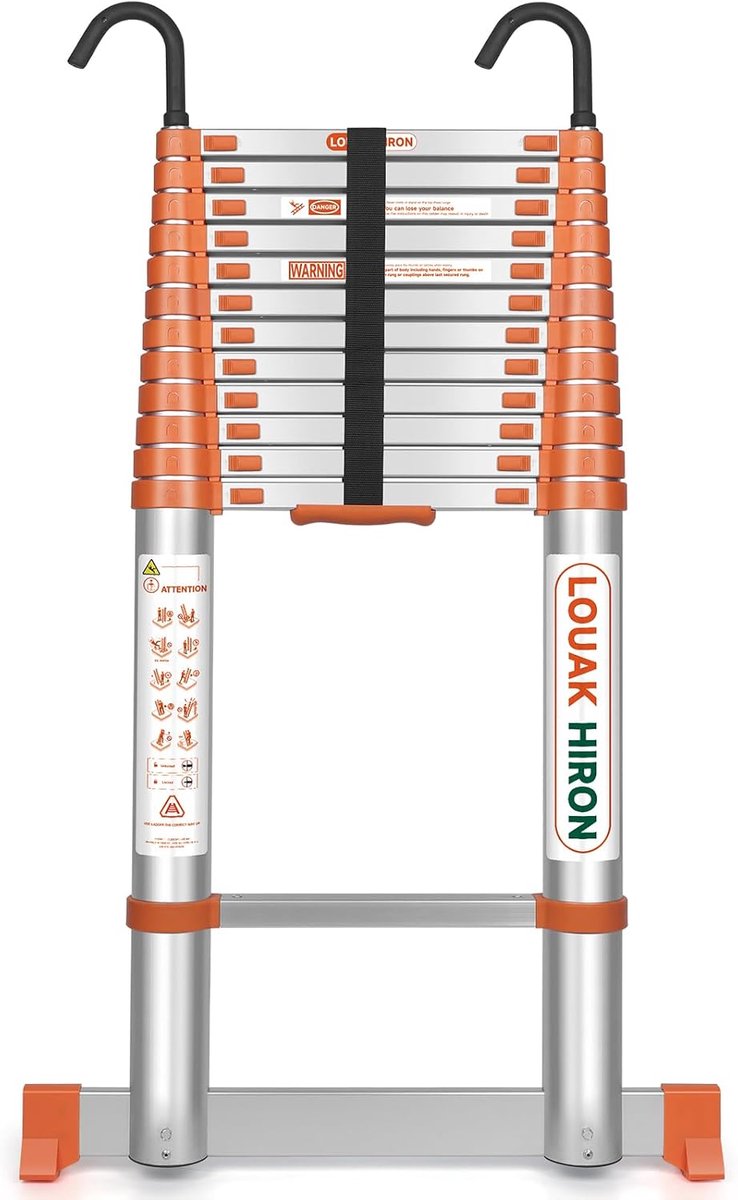 SnelShoppen - Telescopische Aluminium Ladder 5,1 m - Inklapbaar, Antislip, Multifunctioneel - Ideaal voor Tuin, Klussen, Feest en Camping