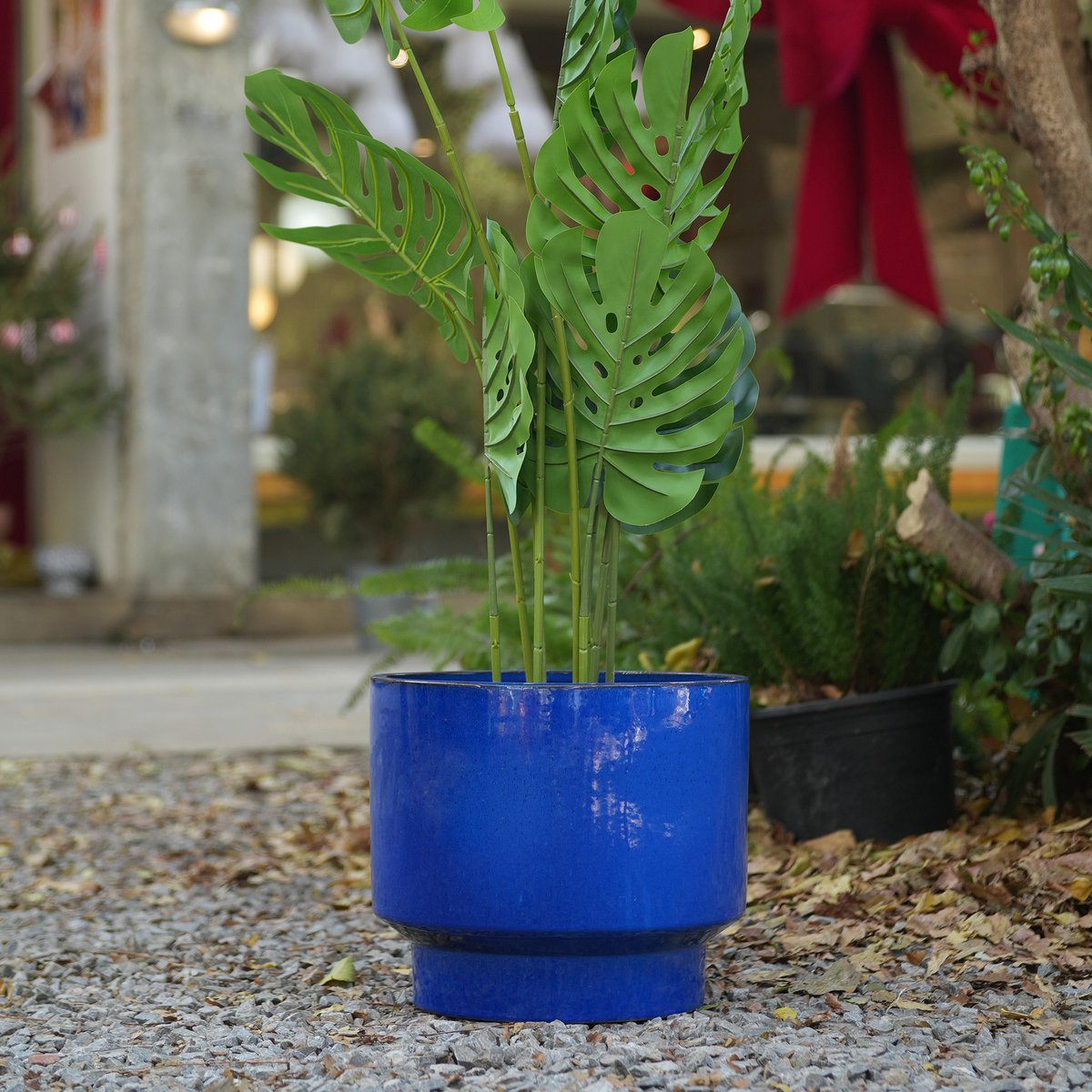MODENUIT Bloempot – 3-Delige Set – Ø 38,1/30,5/22,9 cm – Keramiek – Blauw – Binnen en Buiten
